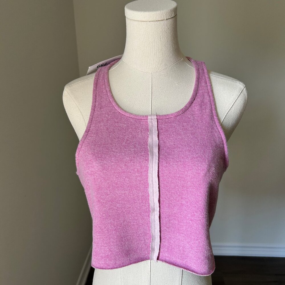 NWT Urban Outfitters Large Purple Raw Hem Fleece Crop Tank Top